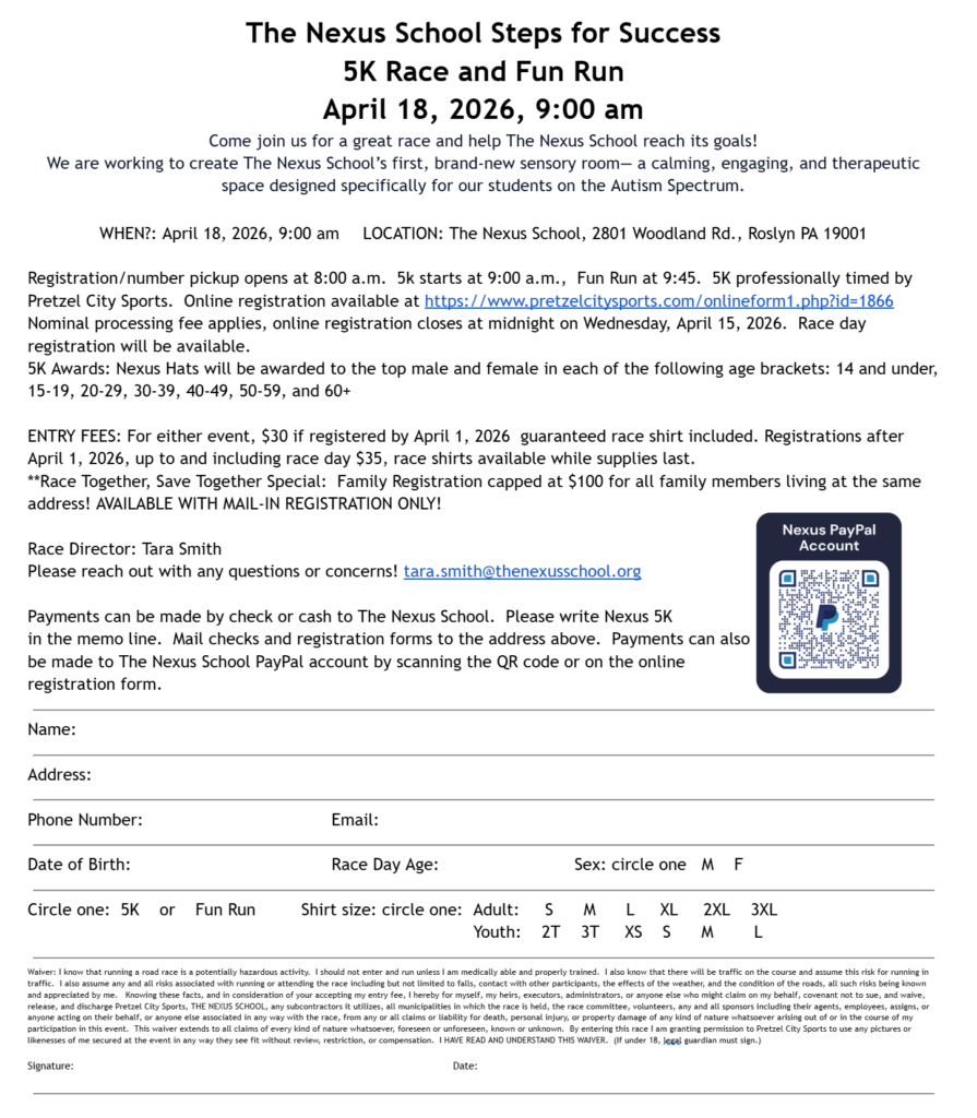 Nexus Steps for Success 5K Race and Fun Run Form